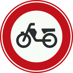 Bord C13: Closed to mopeds, bicycles and disabled carriages