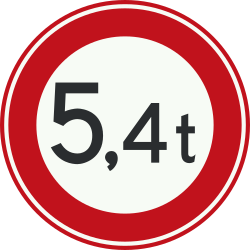 Bord C21: Closed to vehicles heavier than indicated