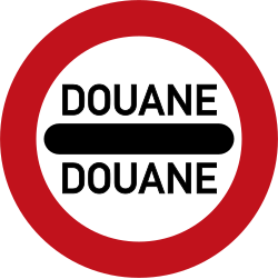 Bord F10: Stop. Passing without stopping prohibited