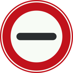 Bord F10: Stop. Passing without stopping prohibited