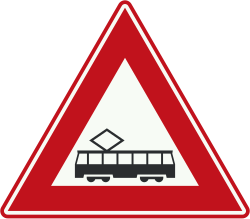 Bord J14: Tram crossing