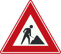 Bord J16: Road Works Ahead