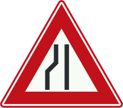 Bord J19: Road narrows left