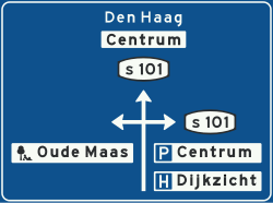Bord K10: Advance direction sign (urban area)