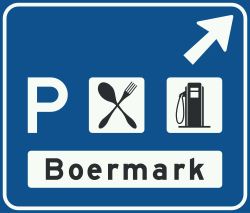Bord K3: Service area decision sign