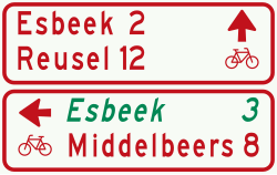 Bord K8: Stack direction sign for cyclists and mopeds