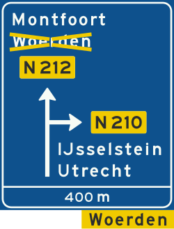 Bord K9: Route direction sign (non-highway)